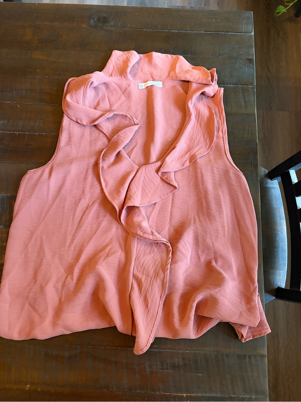 Ruffle Front Sleeveless Camisole in Coral